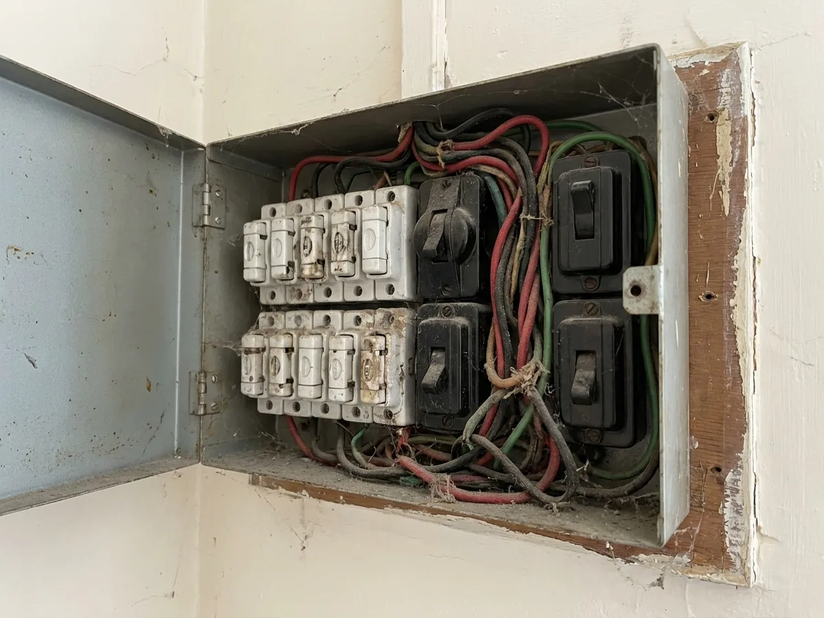 Old Australian ceramic rewireable fuse board with no safety switches